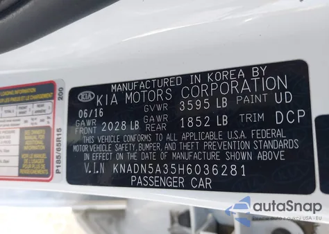 2017 Kia Rio Ex z USA, uszkodzony, nr VIN KNADN5A35H6036281